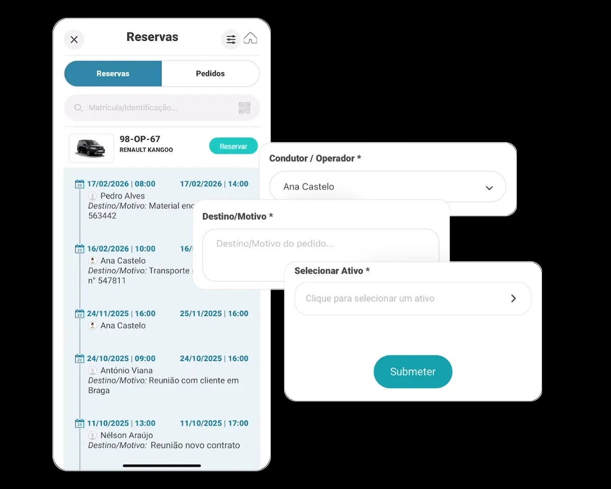 Sistema de reserva de veículos partilhados no Software de gestão de frotas FleetMax