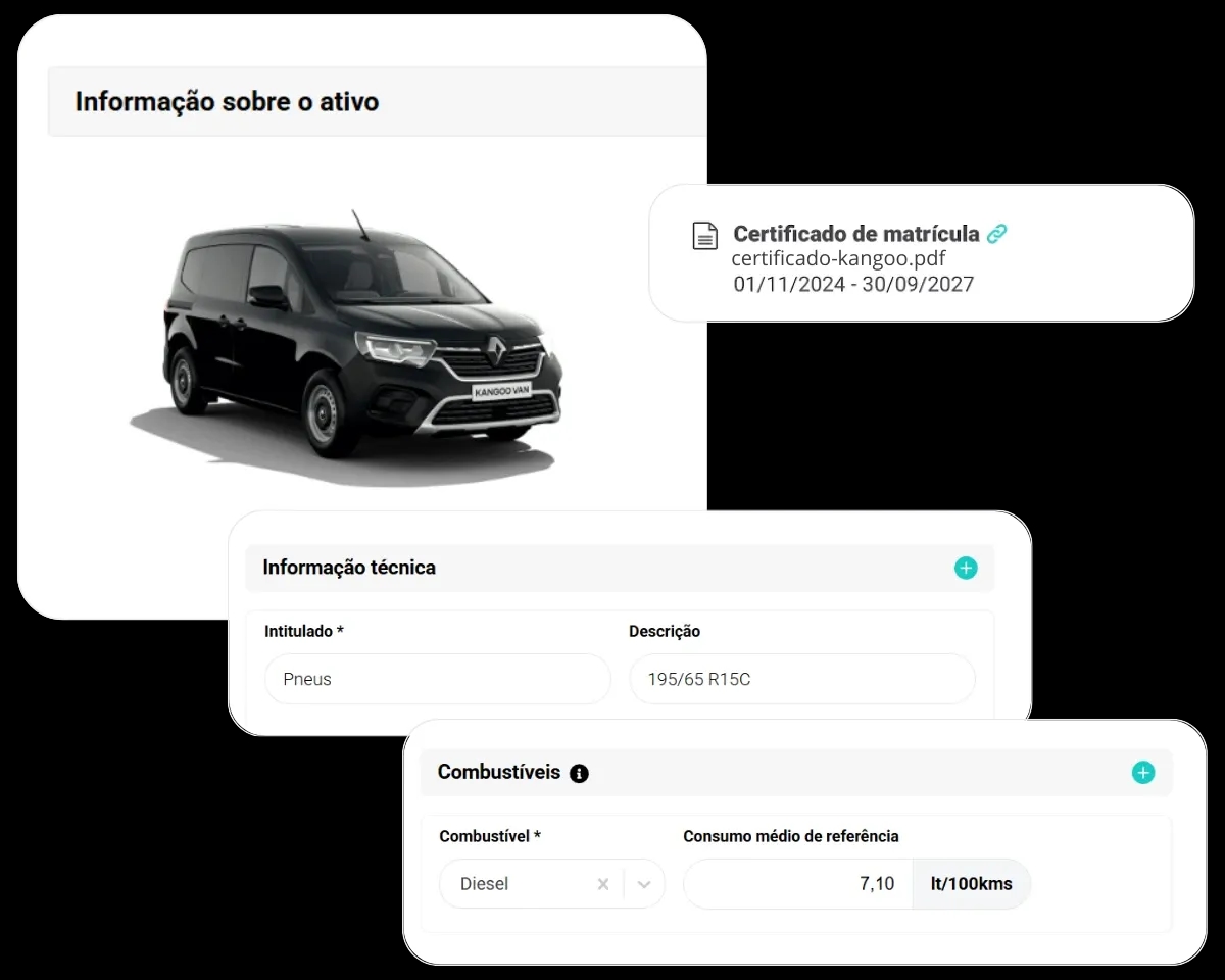 Ficha técnica de veículo com informações detalhadas no Software de gestão de frotas FleetMax