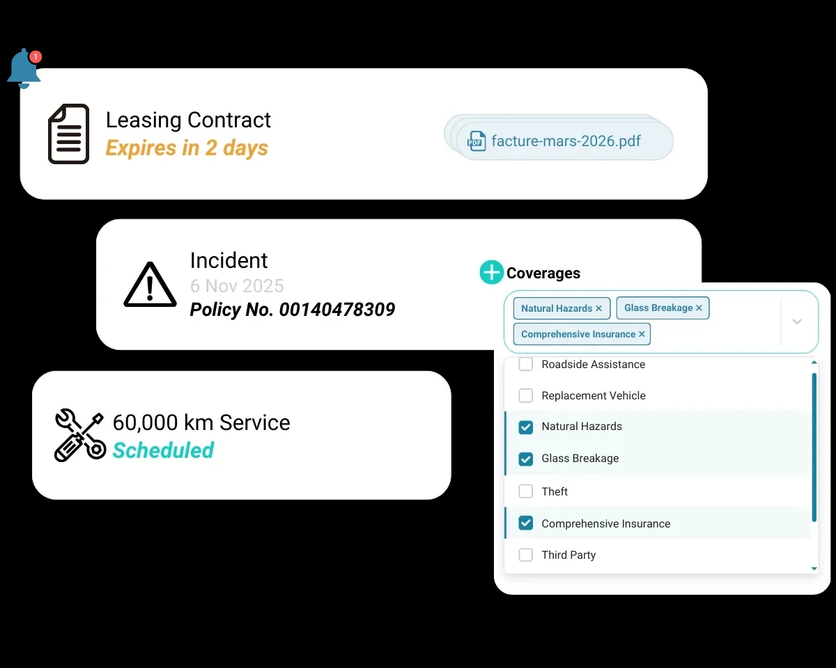 Active fleet contracts panel in FleetMax
