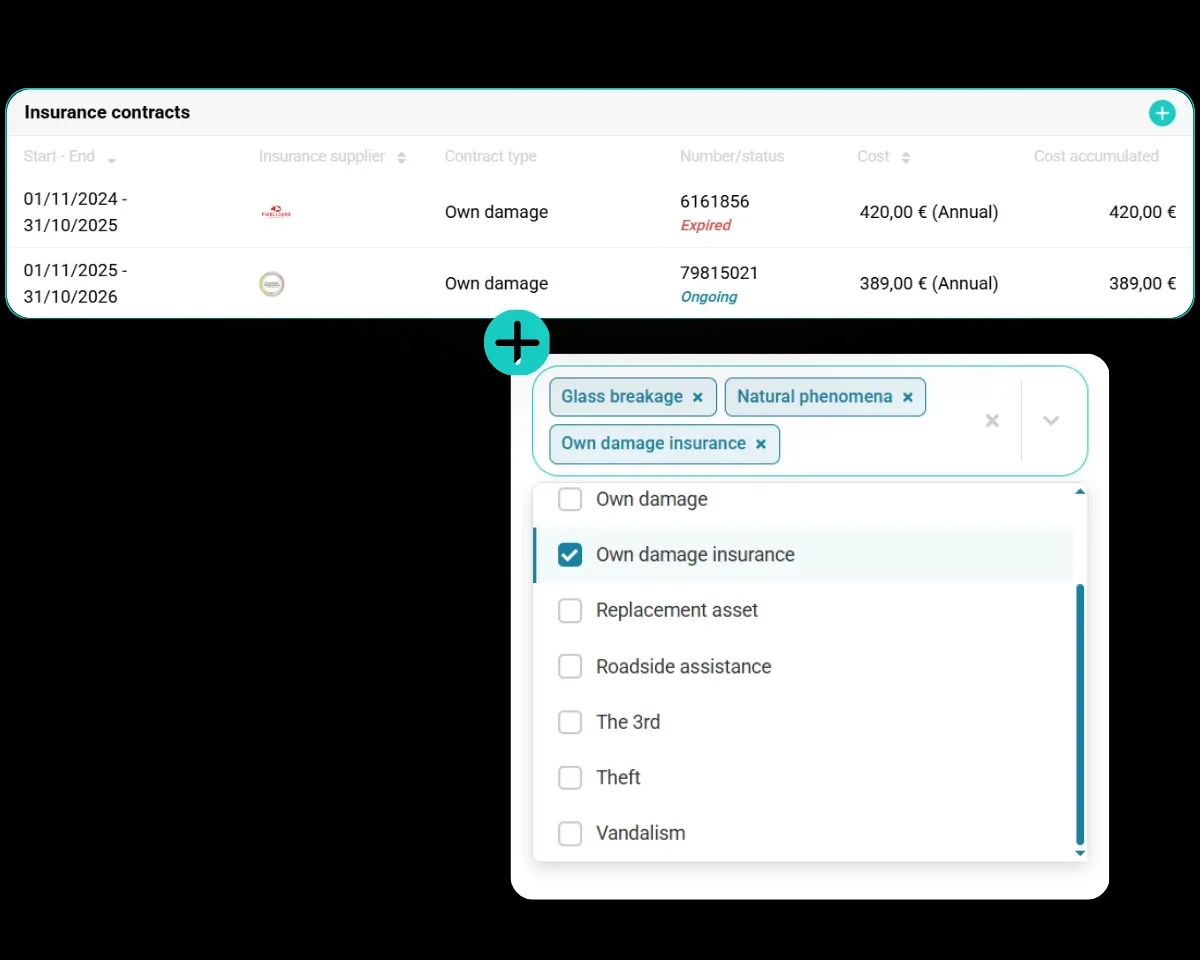 Fleet insurance policy management in FleetMax
