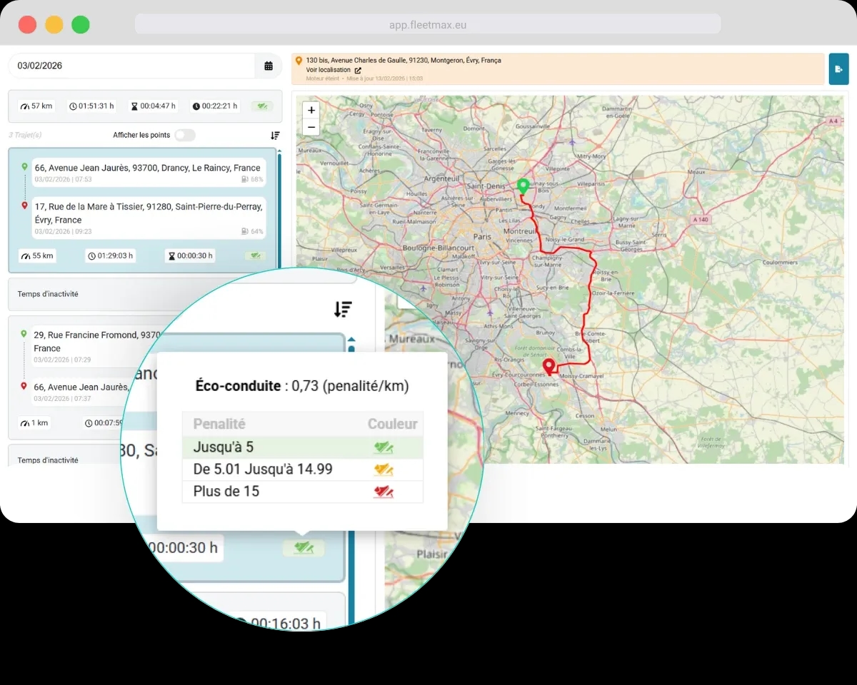 Localisation GPS de la flotte en temps réel dans FleetMax