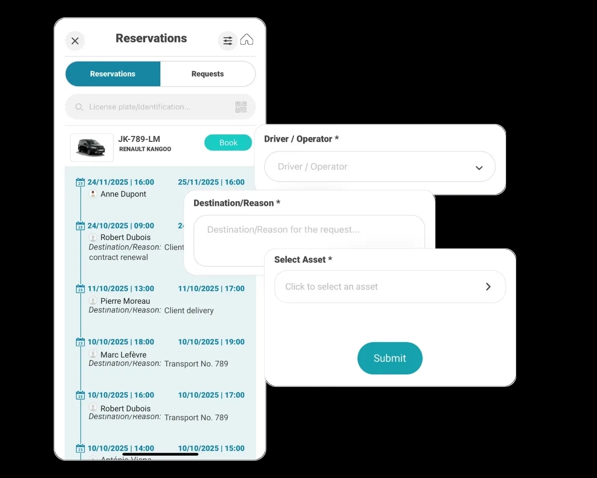Shared vehicle booking system in FleetMax