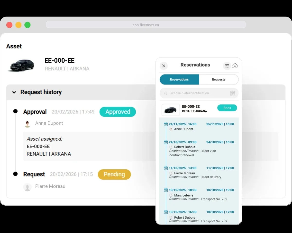 Shared vehicle usage history in FleetMax