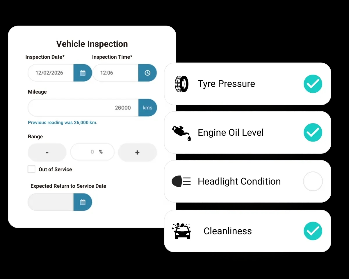 Vehicle condition check-up in FleetMax